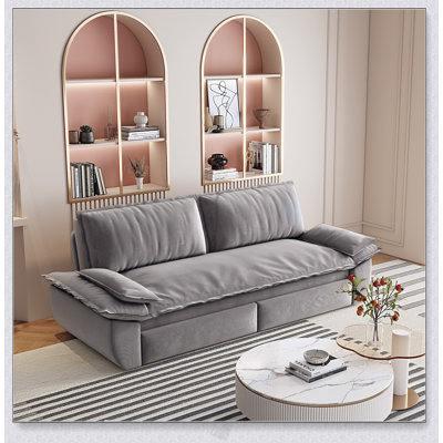 73.2 Inch Queen Pull Out Sofa Bed, 3-In-1 Convertible Sleeper Sofa, Multi-Functional Velvet Loveseat Bed For Modern Living