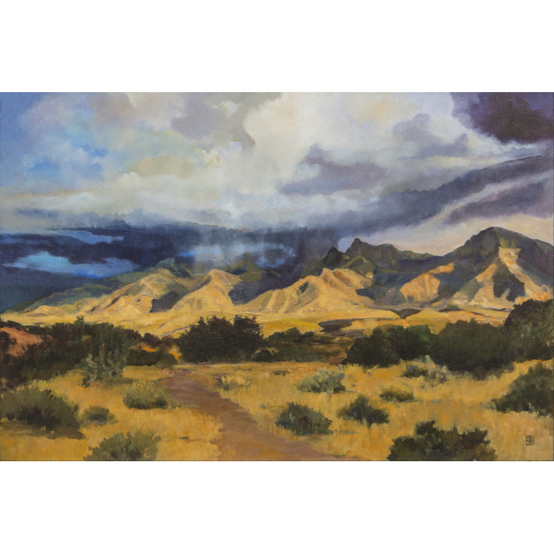 Desert Mountain Light - Painting, 20 cm H x 30 cm W, Wrapped Canvas
