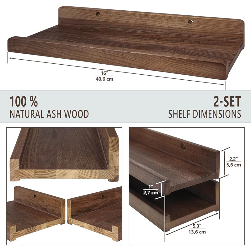 Widgee 2 Piece Floating Shelf, Walnut