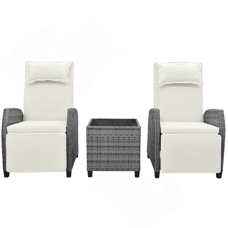 U_Style Outdoor Rattan Two-Person Combination With Coffee Table, Adjustable, Suitable For Courtyard, Swimming Pool, Balcony