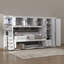 Lit escamotable simple avec bureau, lit mural pliable en bois multifonctionnel avec garde-robe, tiroirs et compartiments de rangement-1583260264