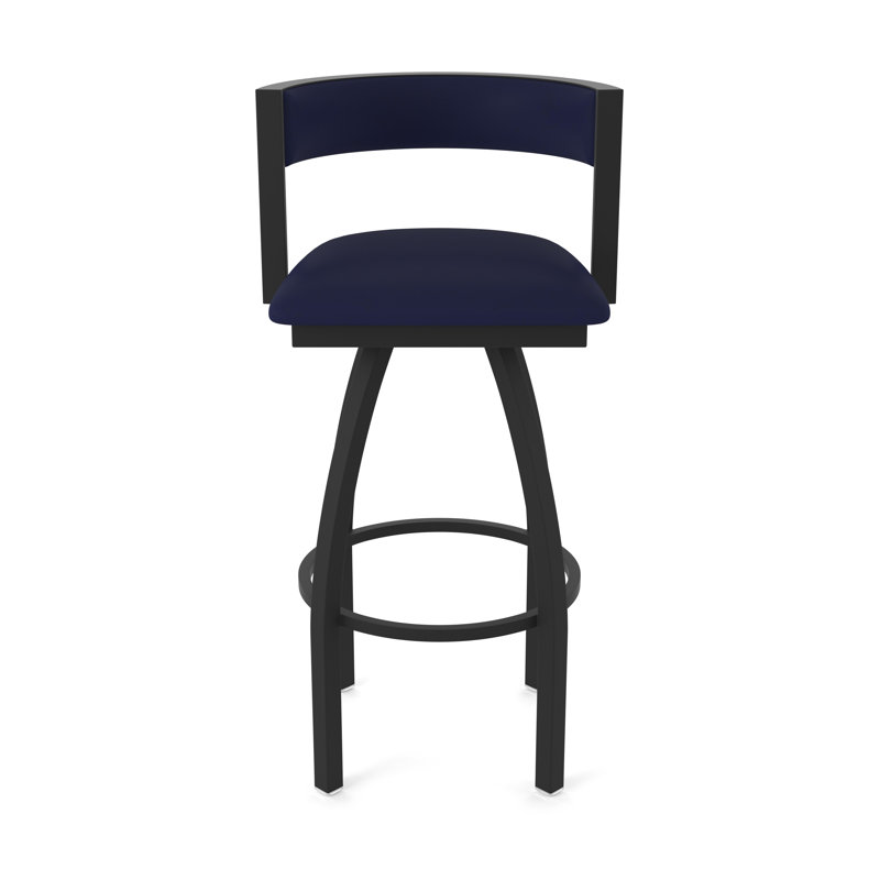 Tabouret Artémis, Noir froissé, Tabouret de bar (siège d'une hauteur de 30 po), Vinyle - crépuscule Canter