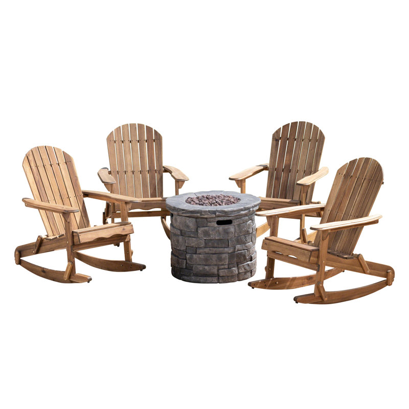 Ensemble de conversation à chaises multiples 5 pièces Nash, Naturel