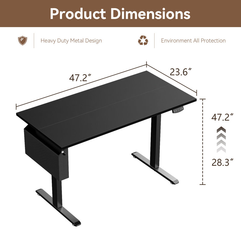 Standing & Height-Adjustable Desks, Black/Black, 47.2" H x 47.2" W x 23.6" D