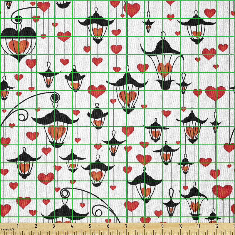 Crystian Lanterns and Heart for Valentine's Day Multi-Purpose Fabric