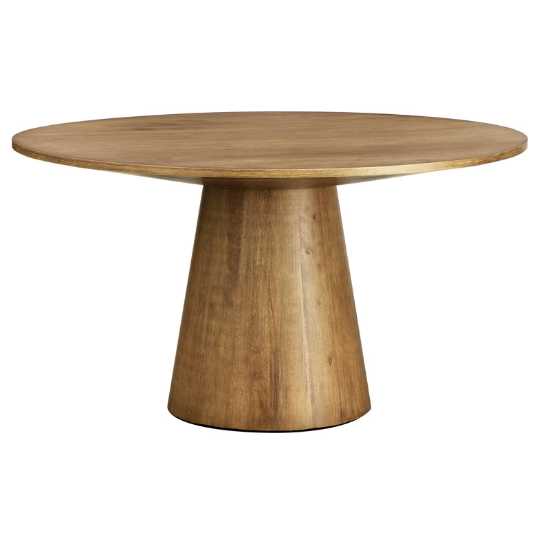 Boudot Round Solid Wood Base Dining Table, Driftwood, 30.75”H x 59.1”L x 59.1”W