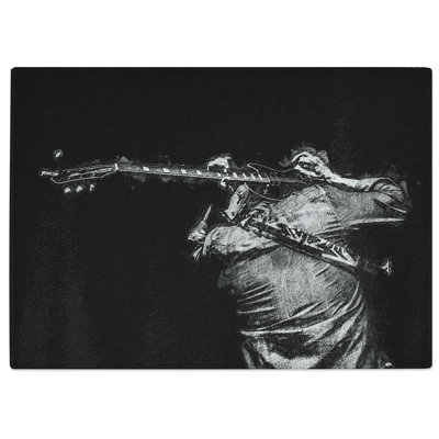 Tempered Glass Rock Guitarist Chopping Board