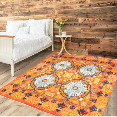 Carrson One-of-a-Kind 6' X 6'3" New Age Wool Area Rug in Orange