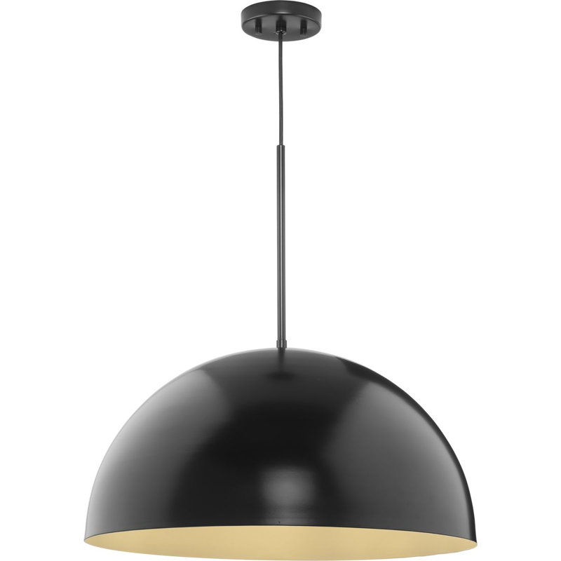 Luminaire suspendu en forme de dôme à 1 lumière Ashantae, Noir mat, H 124,5 po x l 23,62 po x P 23,62 po