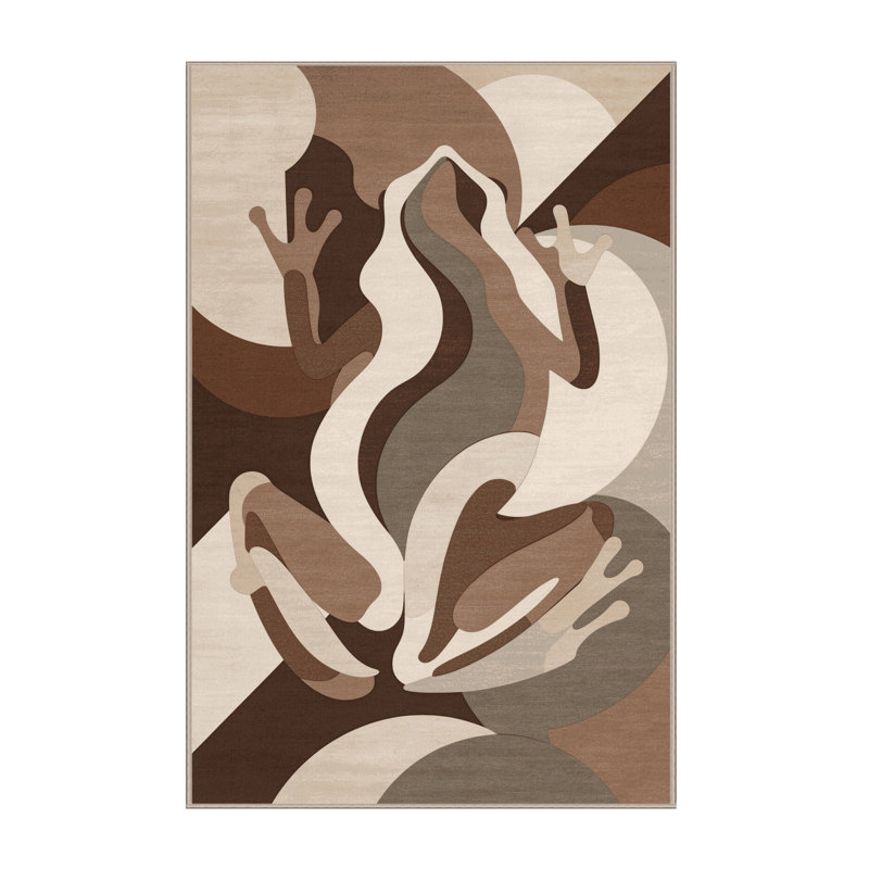 Tapis abstrait moderne et contemporain lavable à la machine en grenouille osck - beige, 8 x 12