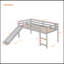 Lit mezzanine avec glissade, conception multifonctionnelle, simple (gris)