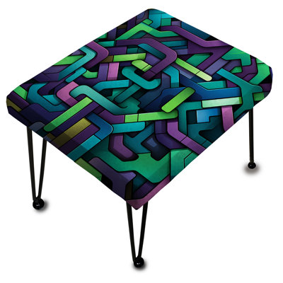 Vert et mauve Groovy Grid Adventure - Repose-pieds rectangulaire géométrique