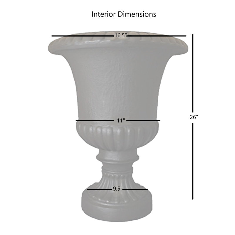 Alojzij Durable Plastic Urn Planter, Espresso, 26.5" H x 21" W x 10.5" D