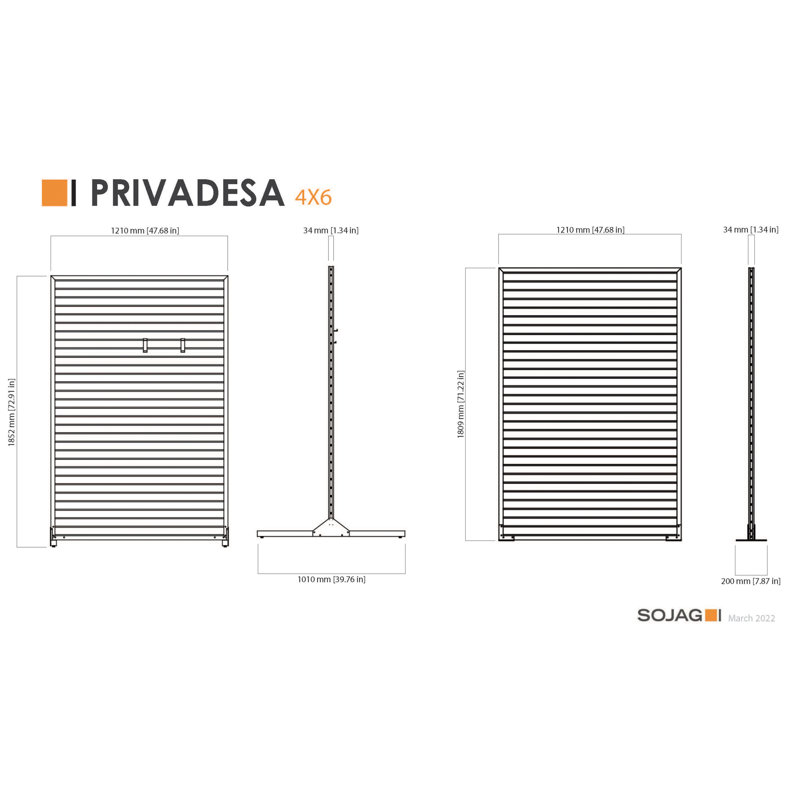Privadesa 4 x 6 ft. Aluminum Privacy Screen with Wood Effect Finish