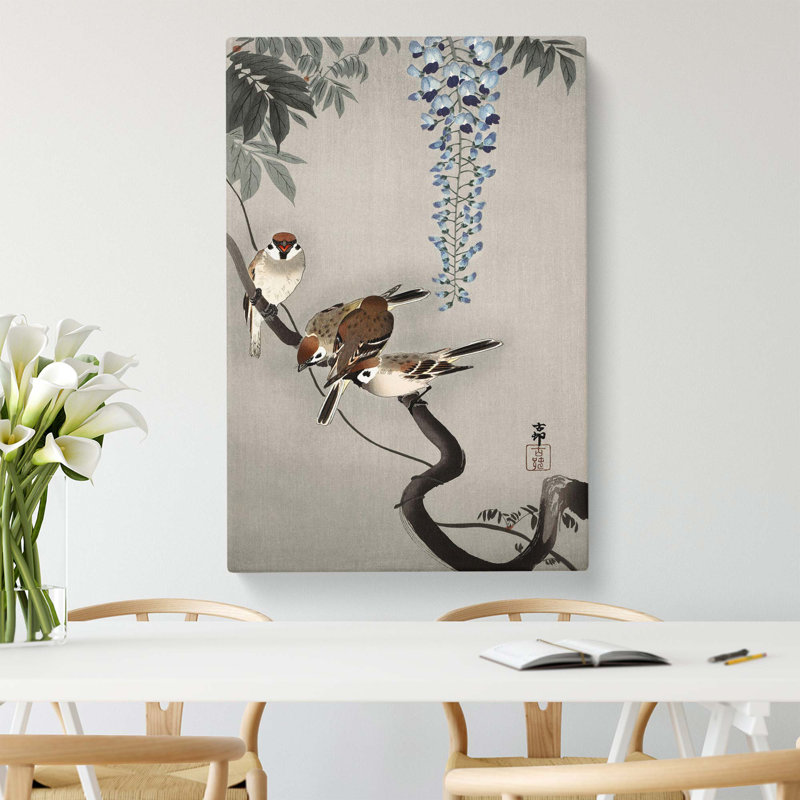 Sparrows at Wisteria by Ohara Koson - Wrapped Canvas, 76.2 cm H x 50.8 cm W