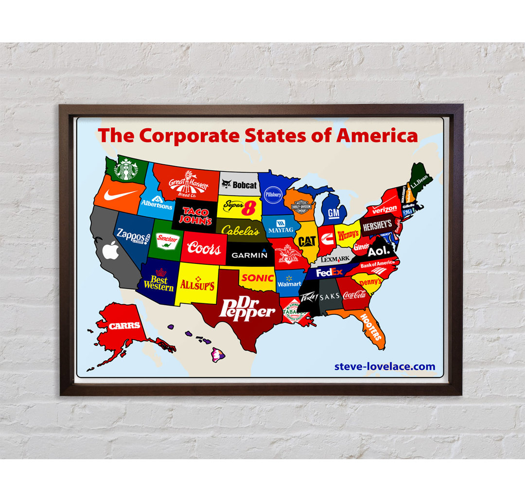 United Corporations Of America Map - Einzelbildrahmen Kunstdrucke auf Leinwand