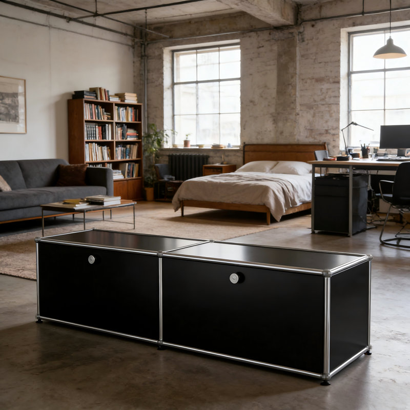  Modern Storage Cabinet, Modular Metal Sideboard, Versatile Steel Office Credenza & Lowboard for Living Room, Kitchen, Home Office