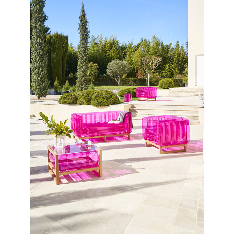 Yoko Rectangular Outdoor Coffee Table , 70cm cm W 62cm cm D, Pink