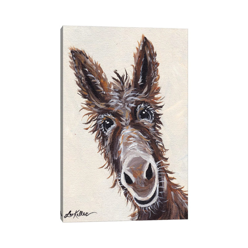Rufus The Donkey On Cream by Hippie Hound Studios - Wrapped Canvas Print, 30.48 cm H x 45.72 cm W