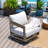 Harmonti Patio 5 Person Aluminum Swivel Conversation Set With Ottomans And Cushions-1204140329