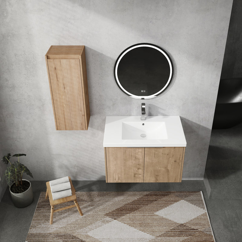 Meuble-lavabo de salle de bain avec lavabo et armoire d'appoint - Style moderne, grand espace, métal rouillé, spacieux