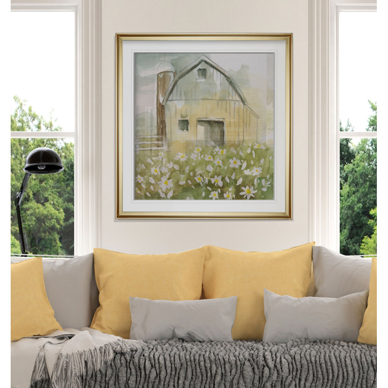 Daisy Barn - reproduction d'art, H 23 po x l 23 po x P 1,5 po, Cadre doré