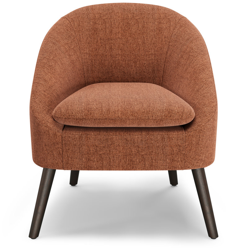 Redding Rust Upholstered Mid-Century Modern Accent Chair with Wood Legs