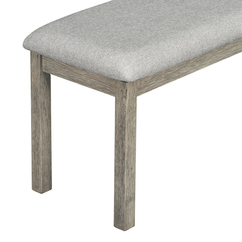 Ensemble de table de salle à manger 6 pièces en bois d'hévéa avec placage en bois massif et coussin moelleux, Gris
