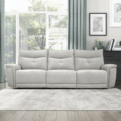 Achernar 110" Modern Power Reclining Sofa with Power Headrests, USB Ports, Textured Fabric