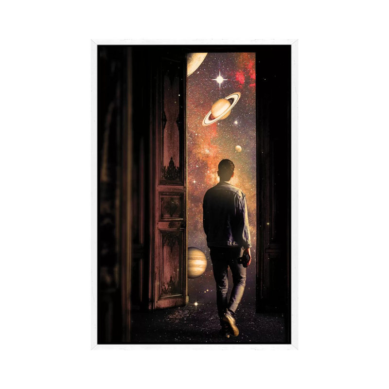 Curious by Nicebleed - Print on Canvas, White Framed, 66.04cm H x 45.72cm W x 3.81cm D
