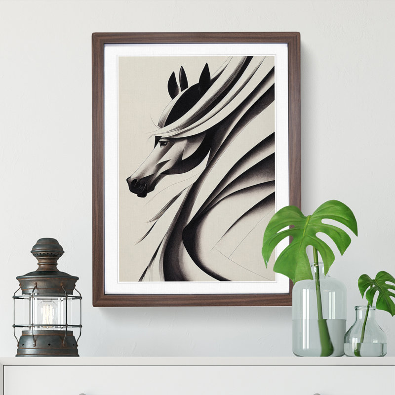Artful Horse - Single Picture Frame Print, 64cm H x 46cm W x 2cm D, Walnut Framed