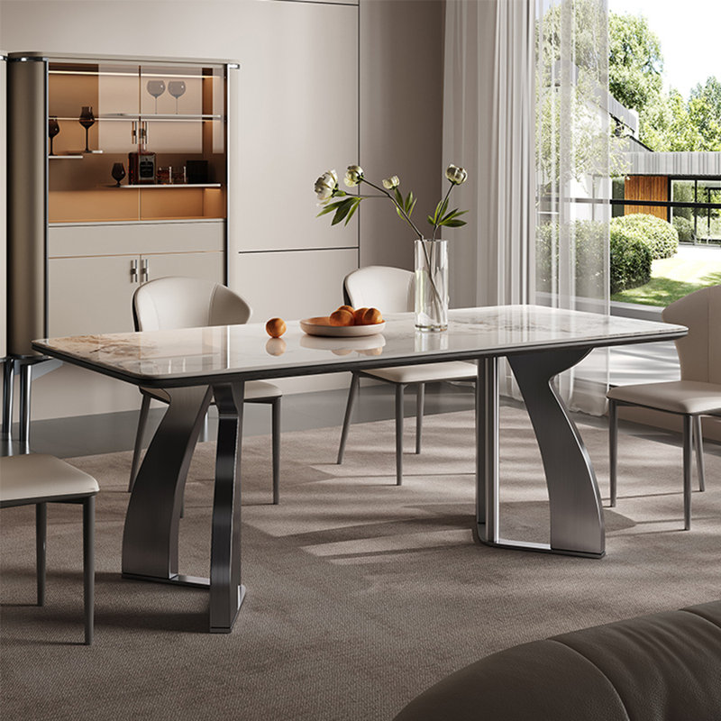 European modern simple dining table set, 29.5" H x 78.7" L x 35.4" W