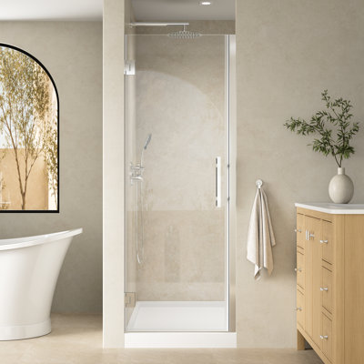 25-26 in.W x 72 in.H Hinged Frameless Shower Door with SGCC certified Tempered Glass,Chrome