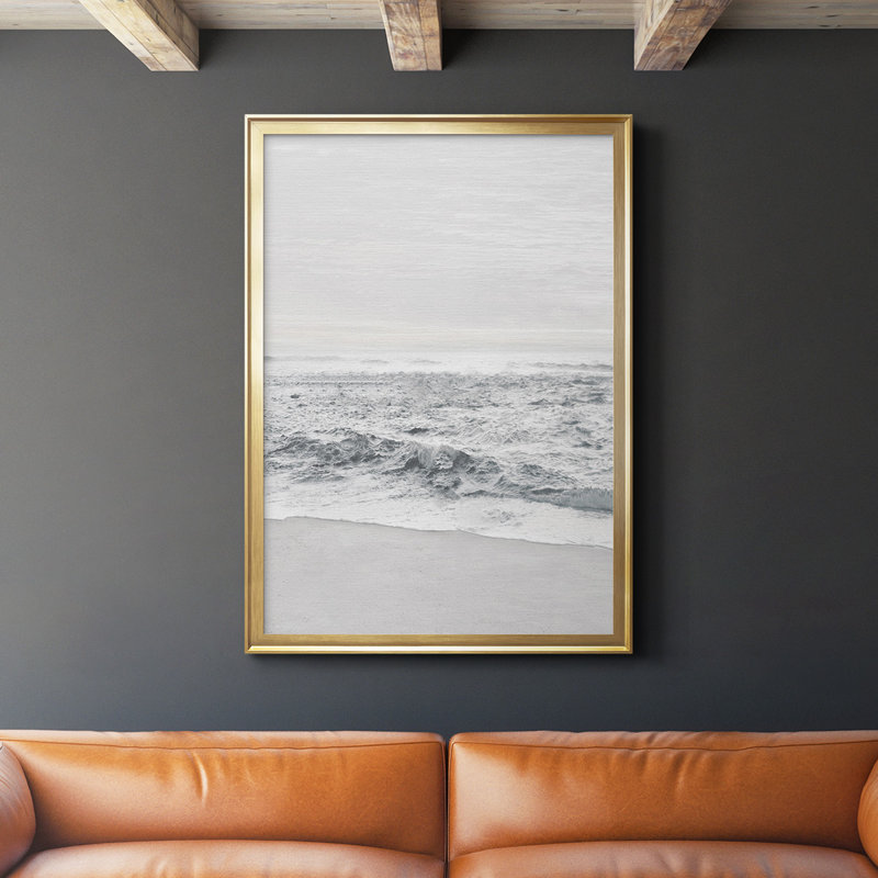 Toile encadrée de qualité supérieure «Gentle Tides II» - prête à être accrochée, Or, H 30,5 po x l 22,5 po