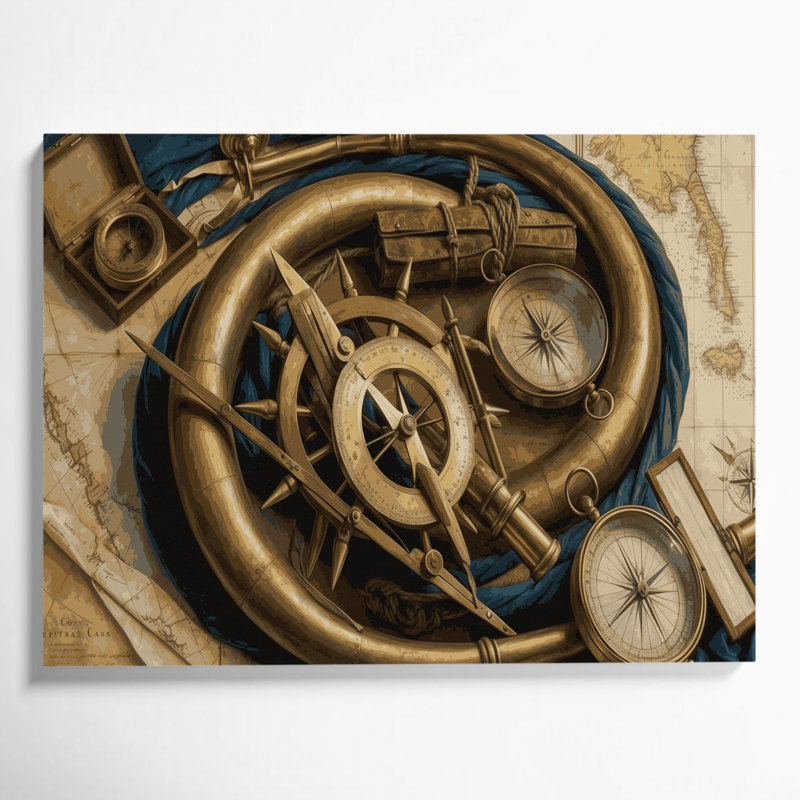 Art mural sur toile "Outils de navigation côtière", H 12 po x l 18 po