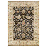 Hand Knotted Wool Area Rug in Black And Gold