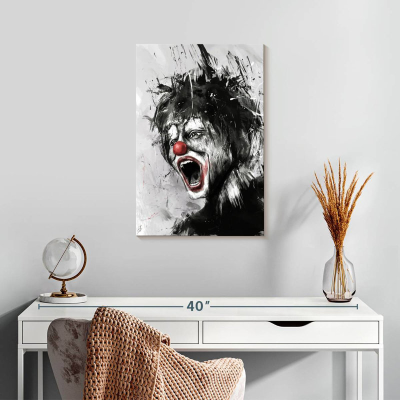 Kelan le clown, H 24 po x l 16 po