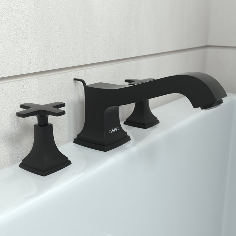 Hansgrohe Metropol Classic 3-Hole Roman Tub Set Trim Only, Cross Handle, Matte Black