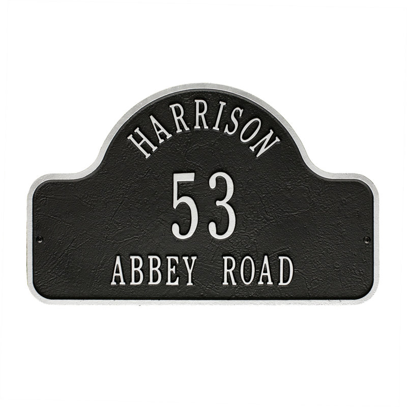 Lexy 3-Line Wall Address Plaque, Black/Silver, Yes