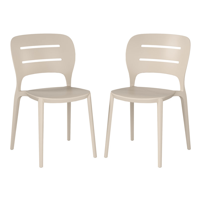 Ensemble de 2 chaises de patio empilables, 2, Beige