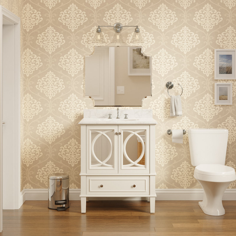 Brendale 30'' Single Bathroom Vanity with Carrara Marble Top, White