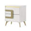 Ensemble de chambre à coucher 6 pièces - Grand lit avec commode, miroir, commode et 2 tables de chevet, blanc moderne et finition champagne-or-2006689745