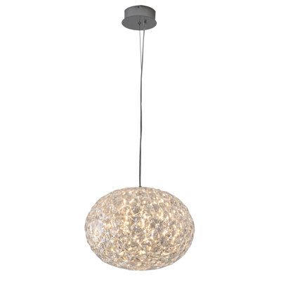 1-Light Chrome Dimmable LED Pendant With A Clear Acrylic Shade