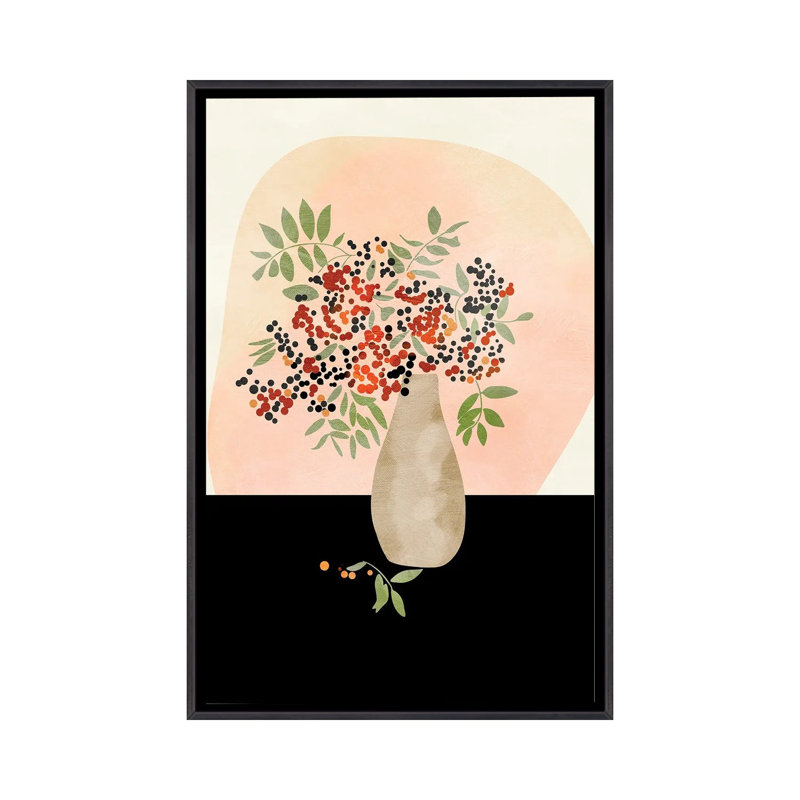 " Floral Still With Vase " by Ana Rut Bré, Distressed Black Frame, No Mat, 48" H x 32" W x  1.5" D