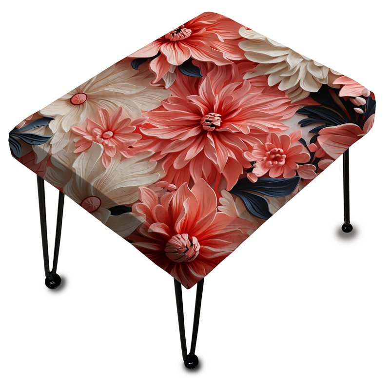 Coral Twilight Iv Tropical Pattern I - Tropical Rectangle Ottoman