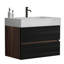 Meuble-lavabo mural de 30 pi avec lavabo à quartz d'ingénierie, tiroirs doubles et lavabo blanc brillant de style Mid-Century, poignée de meuble-lavabo, flottant, évier à finition grain de bois, finition E0