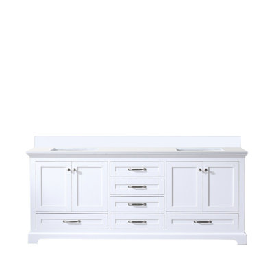 White Double Bath Vanity 80 In. W X 22 In. D, With White Quartz Top