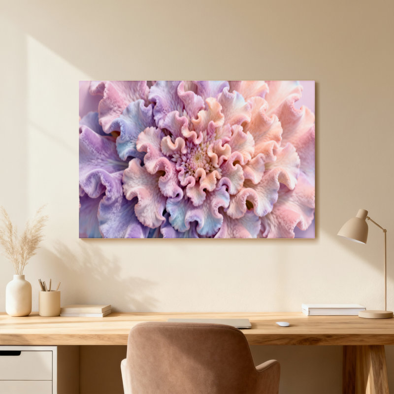Plantes et fleurs, motif de pétales floraux pastel, H 24 po x l 36 po, Toile tendue, Ne s’applique pas