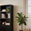 Tour média Winie avec tablettes ouvertes et armoire, bois noir 71 po