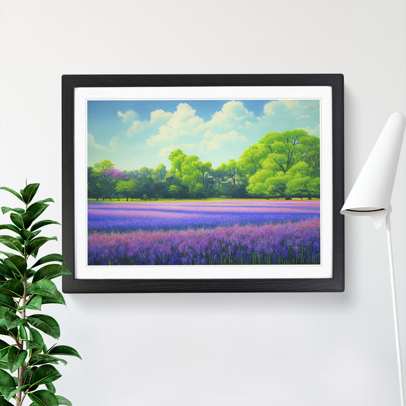 Innovative Bluebell Field - Single Picture Frame Painting, Black, 46cm H x 64cm W x 2cm D